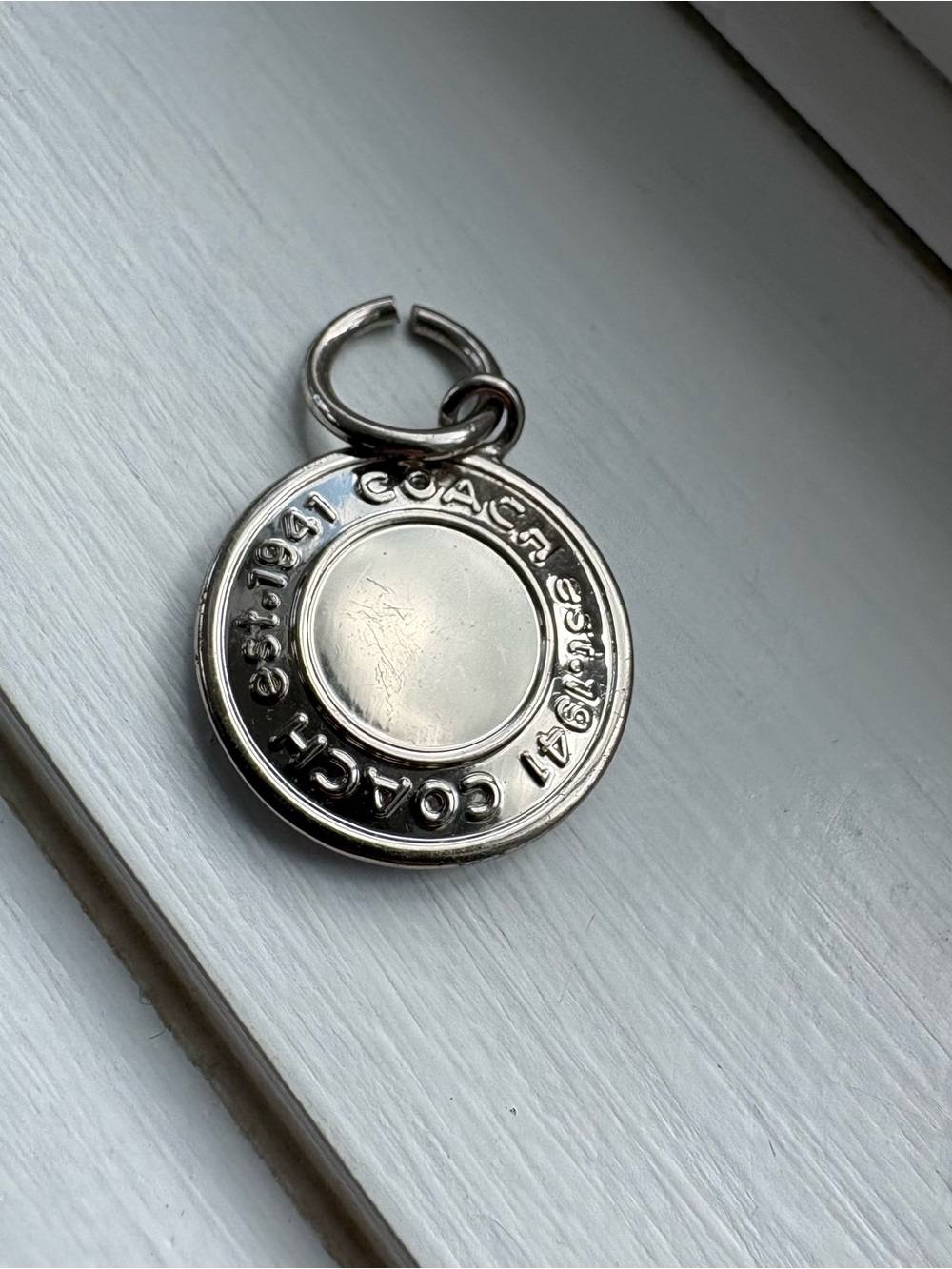 Coach Vintage Silver Tone Est. 1941 Medallion Bag Charm Hangtag